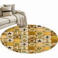 thumbnail image 1 of Farmhouse Round Area&nbsp;Rug 4ft Sunflower Gnome Bee Star Yellow Buffalo Plaid Patchwork Non-Slip&nbsp;Washable Circle Rugs Soft Felt Indoor Floor Mat for Bedroom Kitchen Living Room Bathroom, 1 of 9