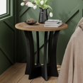thumbnail image 1 of Farmhouse Round End Table with Criss-Cross Wood Legs, Rustic French Country Side Table for Dinning or Living Room, Modern, Black, Natural Wood, 1 of 8