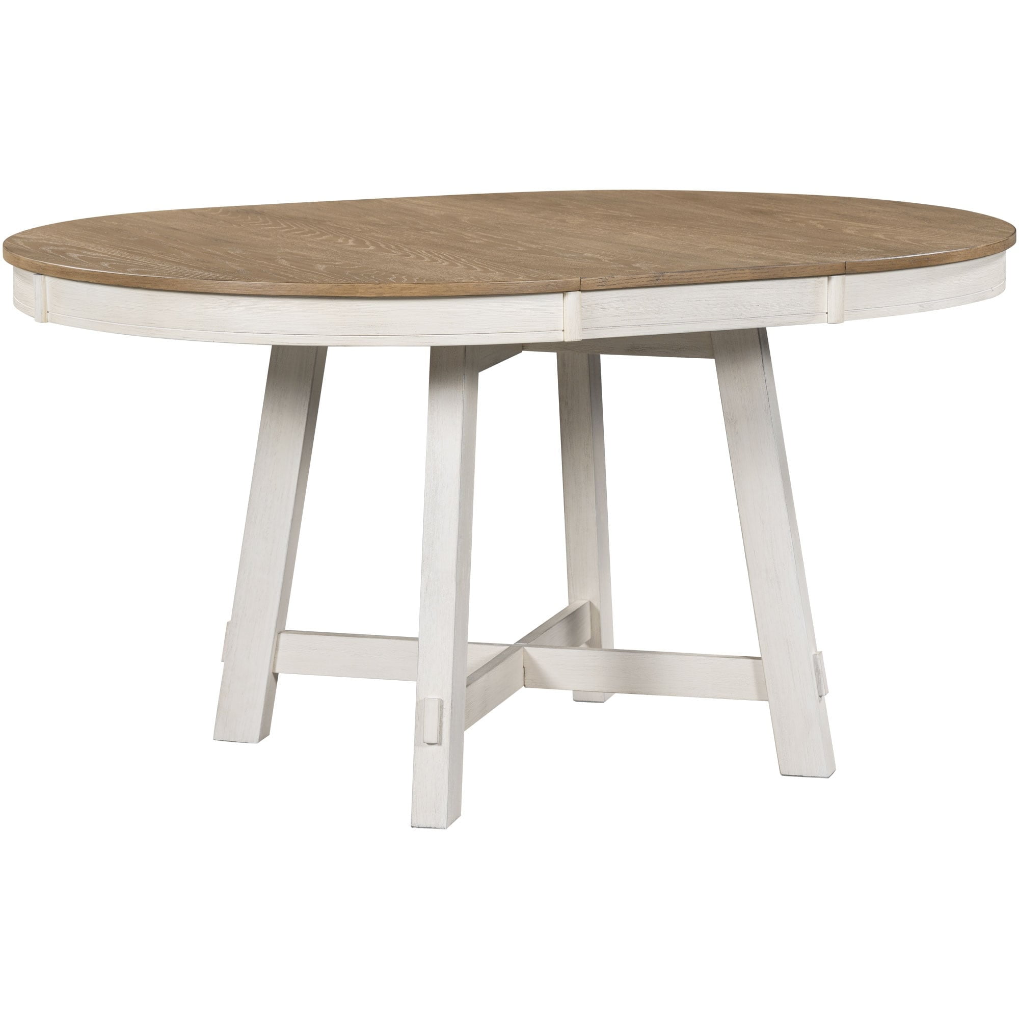 Farmhouse Round Extendable Dining Table with 16" Leaf Wood Kitchen Table Natural - Walmart.com