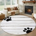 thumbnail image 1 of Farmhouse Round Living Room Rugs 6 ft, Cute Animal Claws White Retro Distressed Wood Grain Washable Area Rug with Non-Slip Sturdy Edge Binding Round Carpet for Kitchen Office Bedroom, 1 of 9
