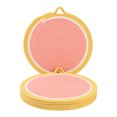 thumbnail image 1 of Farmhouse Round Placemats Set of 6 Woven Placemats for Dining Table Decor Kitchen Table Mat Wipe Clean Pink 11.8inch, 1 of 5