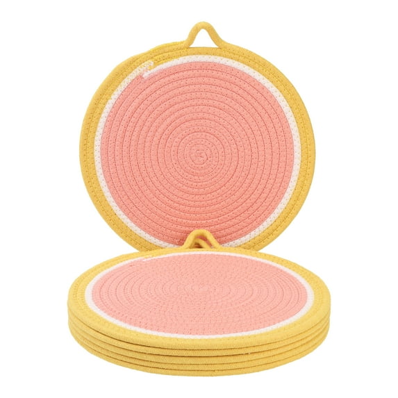 Farmhouse Round Placemats Set of 6 Woven Placemats for Dining Table Decor Kitchen Table Mat Wipe Clean Pink 11.8inch