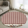 thumbnail image 1 of Farmhouse Round Rug 3ft Washable Circle Entryway Rugs Non Slip American Country Star Barn Red Brown Plaid Berry Area Rug Indoor Floor Carpet for Bedroom Kitchen Living Room Office Dining Room Nursery, 1 of 8