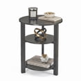 thumbnail image 1 of ZEXVIDA Farmhouse Round Side Table, 3-Tier Small Round End Table With Open Storage Shelves, Nightstand for Small Spaces, Living Room,Black, 1 of 9