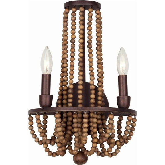 Farmhouse Royal Mahogany Wall Sconce with Beads