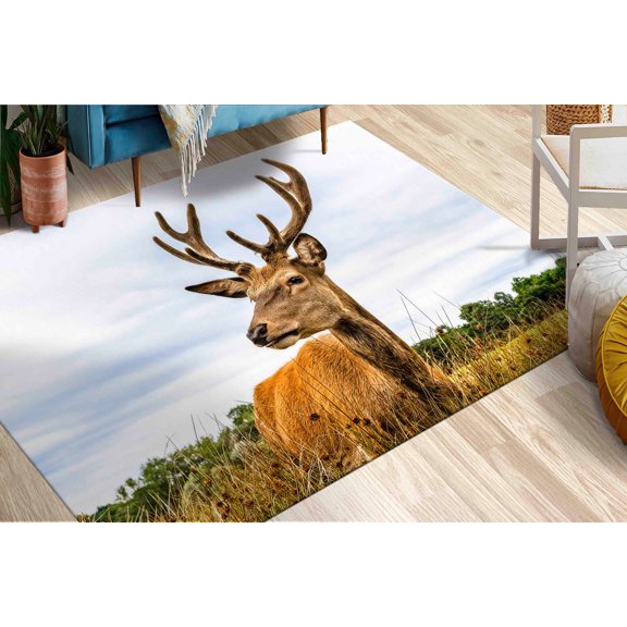 Farmhouse Rugs, Personalized Gifts Rug, Housewarming Gift Rugs, Gift Rug, Runner Rug, American Deer Rugs, Animal Rug, Safari Rug, Salon Rug, 2.6'x4' - 80x120 cm