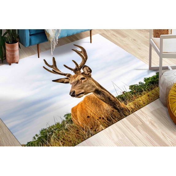 Farmhouse Rugs, Personalized Gifts Rug, Housewarming Gift Rugs, Gift Rug, Runner Rug, American Deer Rugs, Animal Rug, Safari Rug, Salon Rug, 3.3'x6.5' - 100x200 cm