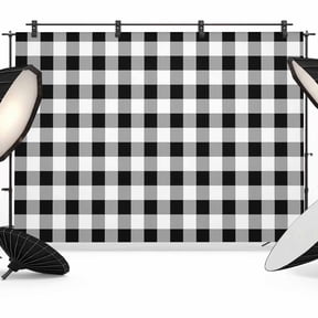Farmhouse Rural Backdrop for Photography, Style White and Black Plaid Photo Backdrop Portrait Background Party Banner Photo Backgrounds for Studio Booth Props, 8x6ft