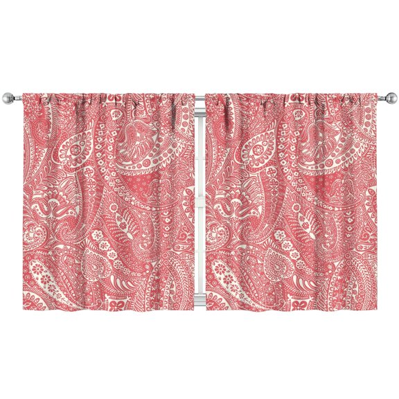 Farmhouse Rustic 2-Pack Window Panels - Floral & Stripes Print 52x63" Rod Pocket, Light & Privacy Control