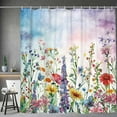 thumbnail image 1 of Farmhouse Rustic Boho Floral Shower Curtain, Colorful Watercolor Wildflower Flower Botanical Shower Curtain, Minimalist Aesthetic Floral Shower curtains for bathroom, with Hooks, 72x84IN(Colorful ), 1 of 5