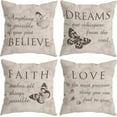 thumbnail image 1 of Farmhouse Rustic Butterfly Believe Dreams Faith Love Throw Pillow Covers, Inspirational Butterfly Gifts for Women, Motivational Quotes Pillow Cases 18 x 18 Inch Home Room Bed Sofa Decor Set of 4 1, 1 of 3