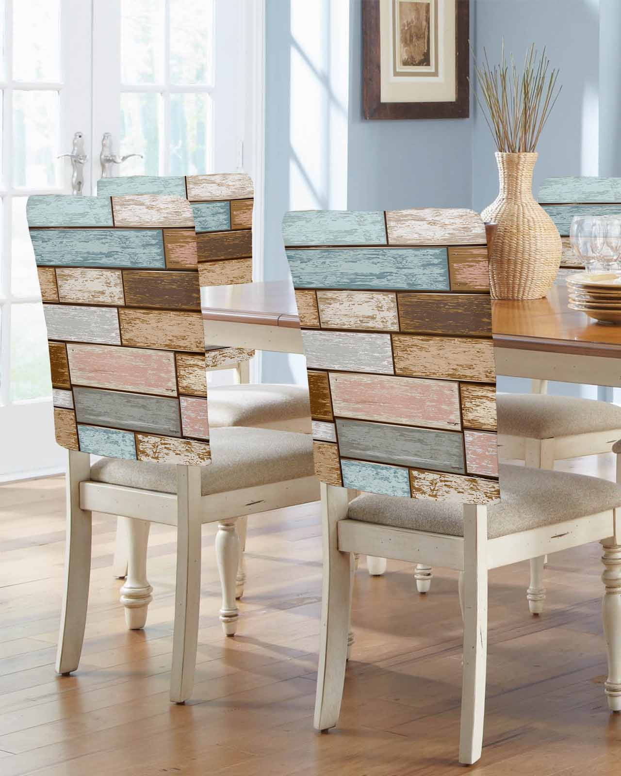 Farmhouse Rustic Chair Covers for Dining Room Set of 4, Dining