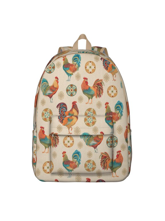 Farmhouse Rustic Chicken Pattern Travel Backpack – Lightweight Oxford Backpack with Comfortable Carrying and Anti-theft Features Suitable for School, Gym, and Short Trips