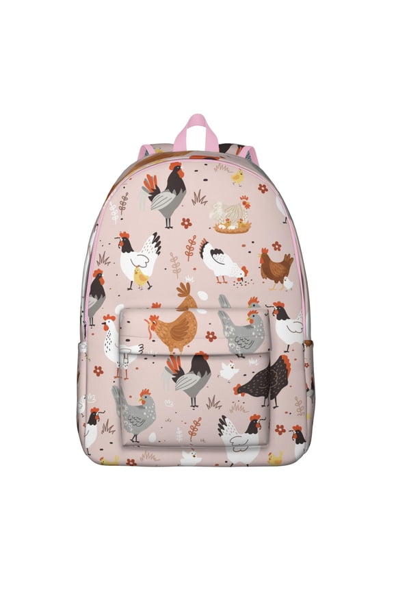 Farmhouse Rustic Chicken Pattern Travel Backpack – Lightweight Oxford Backpack with Comfortable Carrying and Anti-theft Features Suitable for School, Gym, and Short Trips