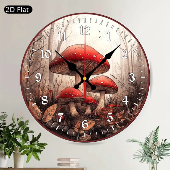 Farmhouse Rustic Farmer's Market Fresh Vegetables Round Wall Clock Silent Kitchen Decor