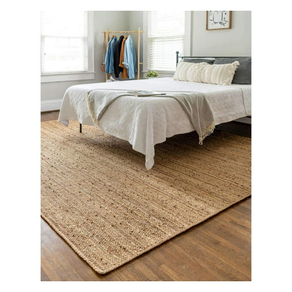 Farmhouse Rustic Jute Rug Handwoven Rectangular Braided Reversible Natural Area Carpet_2'X8'