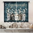thumbnail image 1 of Farmhouse Rustic Kitchen Curtain Rod Pocket Vintage Blue Country Retro Wood Plank Cotton Floral Small Short Cafe Tier Bathroom Curtain Window Treatment Drape Decor(27.5W X 39L Inch 2 Panels), 1 of 6
