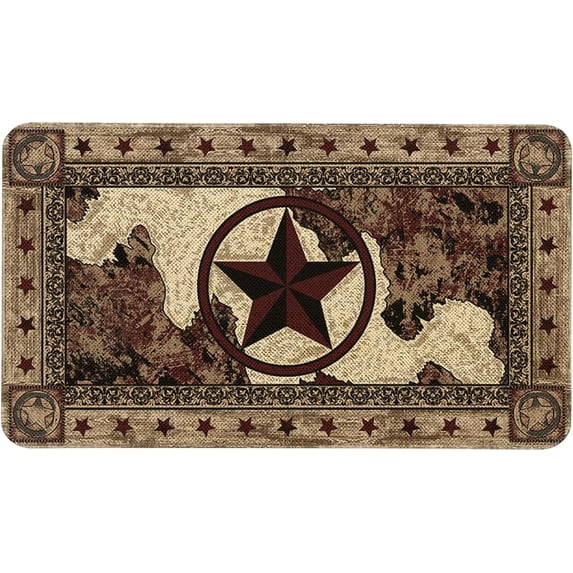 Farmhouse Rustic Kitchen Mats Non Slip Western Texas Star Kitchen Rugs Home Decor Low-Profile Washable Floor Mat 30x17 Inch