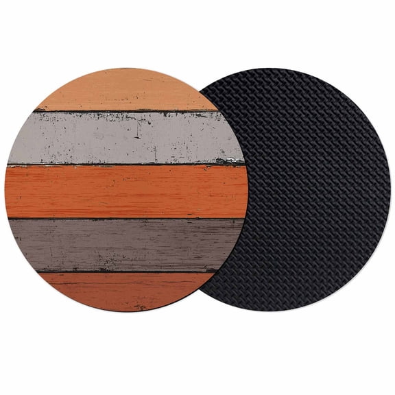 Farmhouse Rustic Wood Texture Coasters for Drinks,Absorbent Non Slip Rubber Drink Coasters Set of 2 for Cup,Table,Bar,Home Decor, Burnt Orange Grey