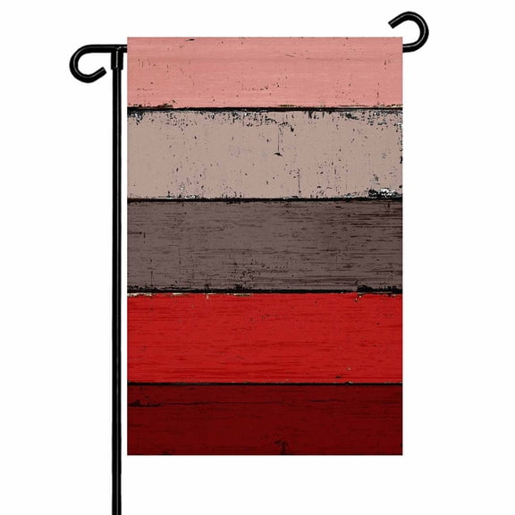 Farmhouse Rustic Wood Texture Garden Flags for Outside Red Brown Double Sided Yard Flags Outdoor House Decoration, Small 12X18 Inch,