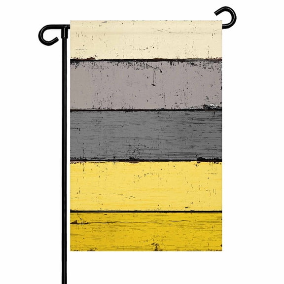 Farmhouse Rustic Wood Texture Garden Flags for Outside Yellow Grey Double Sided Yard Flags Outdoor House Decoration, Small 12X18 Inch,