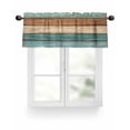 thumbnail image 1 of Farmhouse Rustic Wood Texture Kitchen Valances for Windows Teal Brown Valance Curtains&nbsp; for Kitchen /Living Room/Bedroom/ Bathroom Decor, 54"x18 " ,Rod Pocket 1 Panel,, 1 of 7
