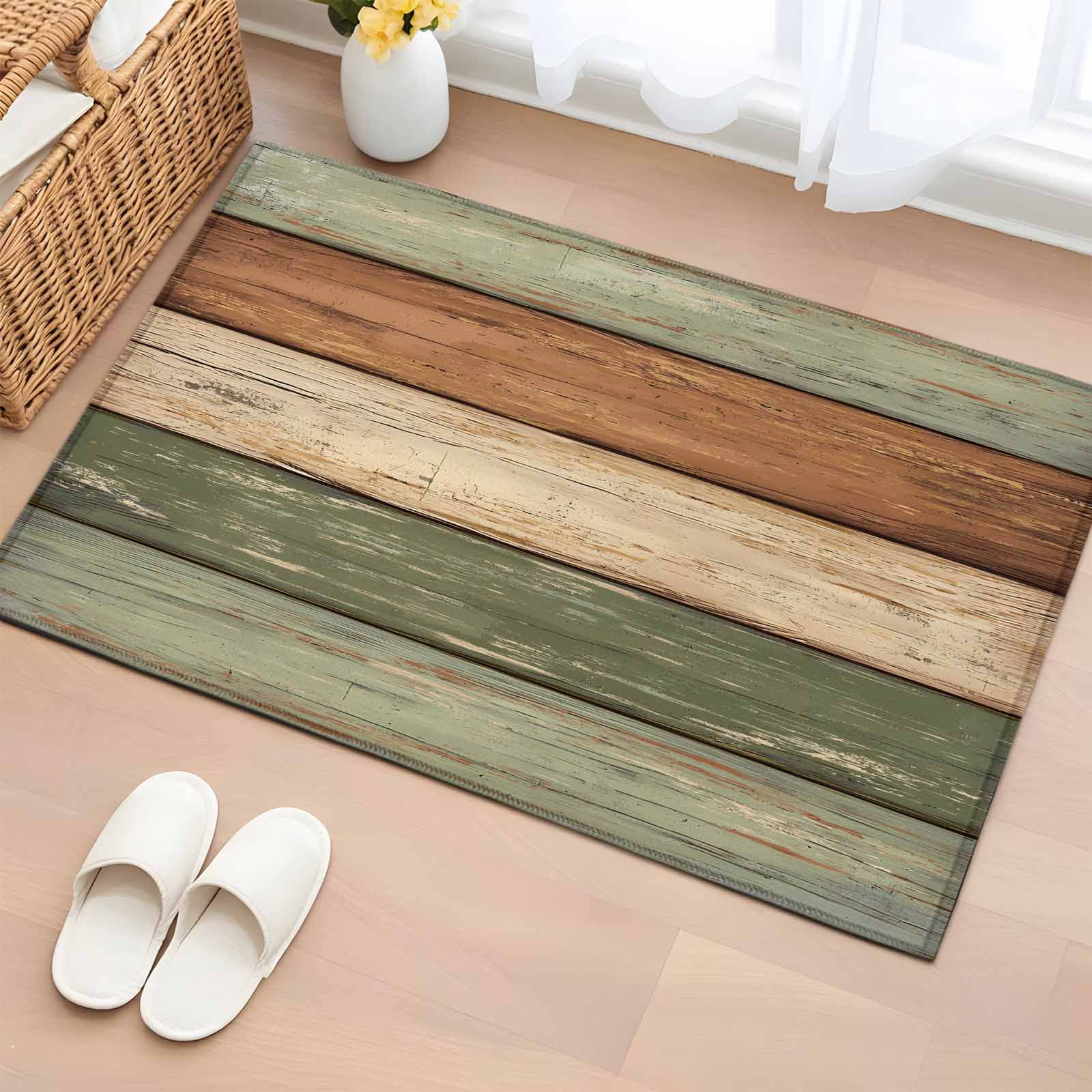 Farmhouse Sage Green Brown Entryway Rug 2'x3' Non Slip Front Door Mats ...