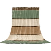 Farmhouse Sage Green Brown Flannel Fleece Throw Blanket for Couch Chair Sofa Bed, Lightweight Soft Blanket for Women Men, Country Vintage Wooden Warm Cozy Blankets for All Season 60" x 80"
