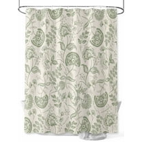 Farmhouse Sage Green Floral Shower Curtain, Linen Boho Paisley Flower Rustic Waterproof Shower Curtain Set with 12 Hooks Lightweight Washable Fabric Shower Curtains for Bathroom 36x72 Inches