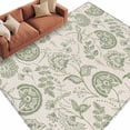 thumbnail image 1 of Farmhouse Sage Green Floral Washable Area Rug 8 x 10 ft Linen Boho Paisley Flower Rustic , Soft Non Slip Rugs Stain Repellent Indoor Felt Carpet for Living Dining Room Bedroom Home Office, 1 of 9