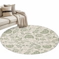 thumbnail image 1 of Farmhouse Sage Green Floral Washable Round Area Rug 3 ft, Linen Boho Paisley Flower Rustic , Soft Non Slip Rugs Stain Repellent Indoor Felt Carpet for Living Dining Room Bedroom Home Office, 1 of 9