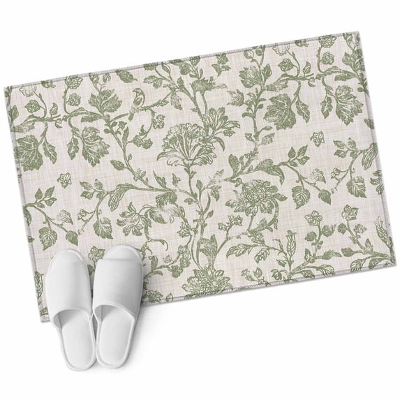 Farmhouse Sage Green Large Area Rugs for Bedroom Living Room, Soft Non Slip Carpet Bedside Rug, Vintage Flower Leaf Botanical Rectangular Floor Cover Kitchen Accent Rug 2'x3' for Dining Room/Office