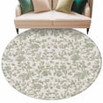 thumbnail image 1 of Farmhouse Sage Green Large Area Rugs for Bedroom Living Room, Soft Non Slip Carpet Bedside Rug, Vintage Flower Leaf Botanical Round Floor Cover Kitchen Accent Rug 5' for Dining Room/Office, 1 of 9