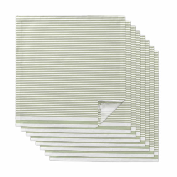 Farmhouse Sage Green White Striped Cloth Napkins, Modern Stripes Washable and Reusable Dinner Napkins Set of 8, Table Napkin for Kitchen Party Birthday Wedding Hotel Housewarming 20"x20"