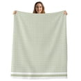 thumbnail image 1 of Farmhouse Sage Green White Striped Throw Blanket, Flannel Fleece Blanket with Striped Design for Couch, Modern Stripes Soft Breathable All Season Plush Blankets for Sofa Office Travel 40"x50", 1 of 9