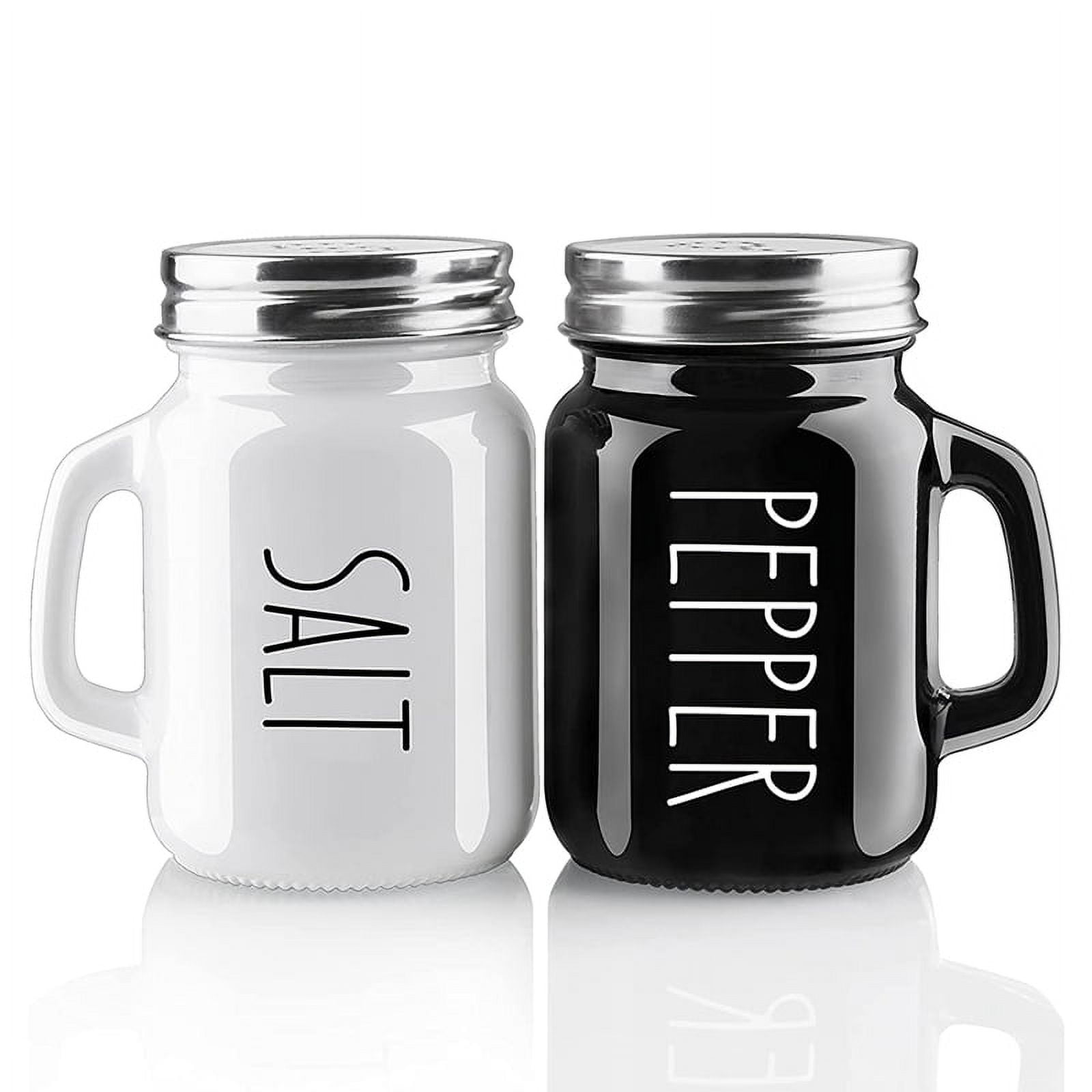 Home Acre Designs Farmhouse Ceramic Salt And Pepper Shakers Set - Rustic Kitchen Decor, White Salt Pepper Set
