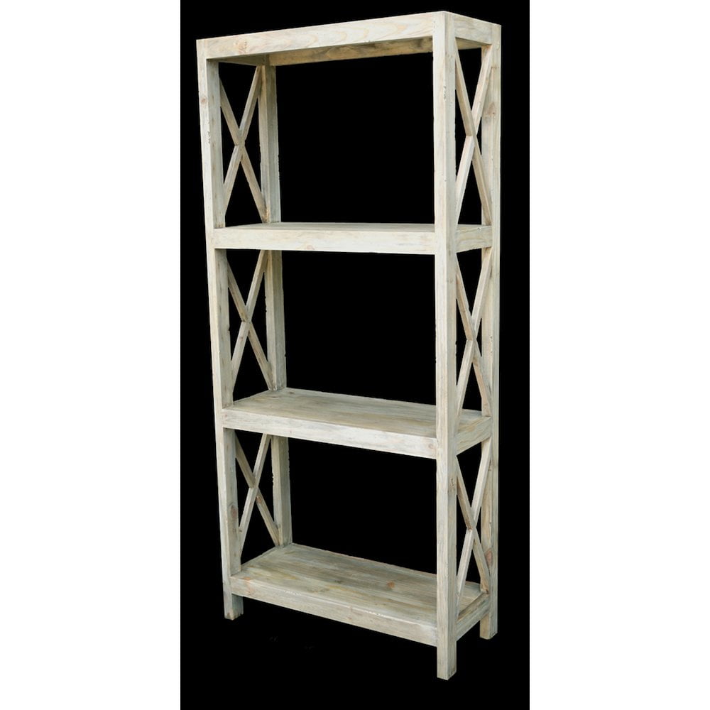 White Reclaimed Pine Adjustable Farmhouse Bookcase