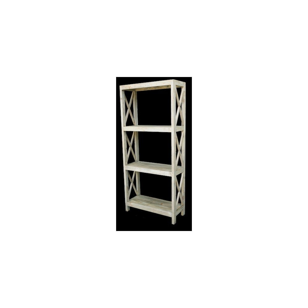 White Reclaimed Pine Adjustable Farmhouse Bookcase
