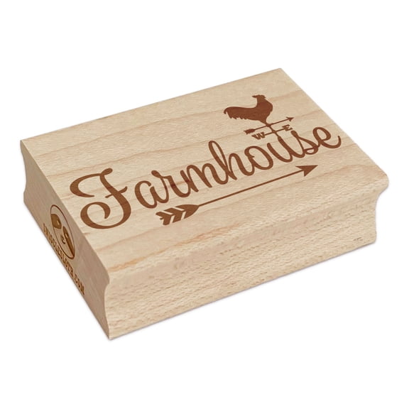 Farmhouse Script Font Arrow Rooster Weathervane Rectangle Rubber Stamp Stamping Scrapbooking Crafting - Large 2.5in