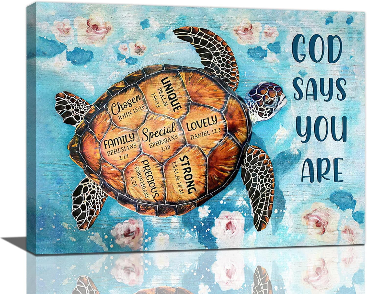 Farmhouse Sea Turtle Decor Wall Art Rustic God Says You Are Beach Ocean ...