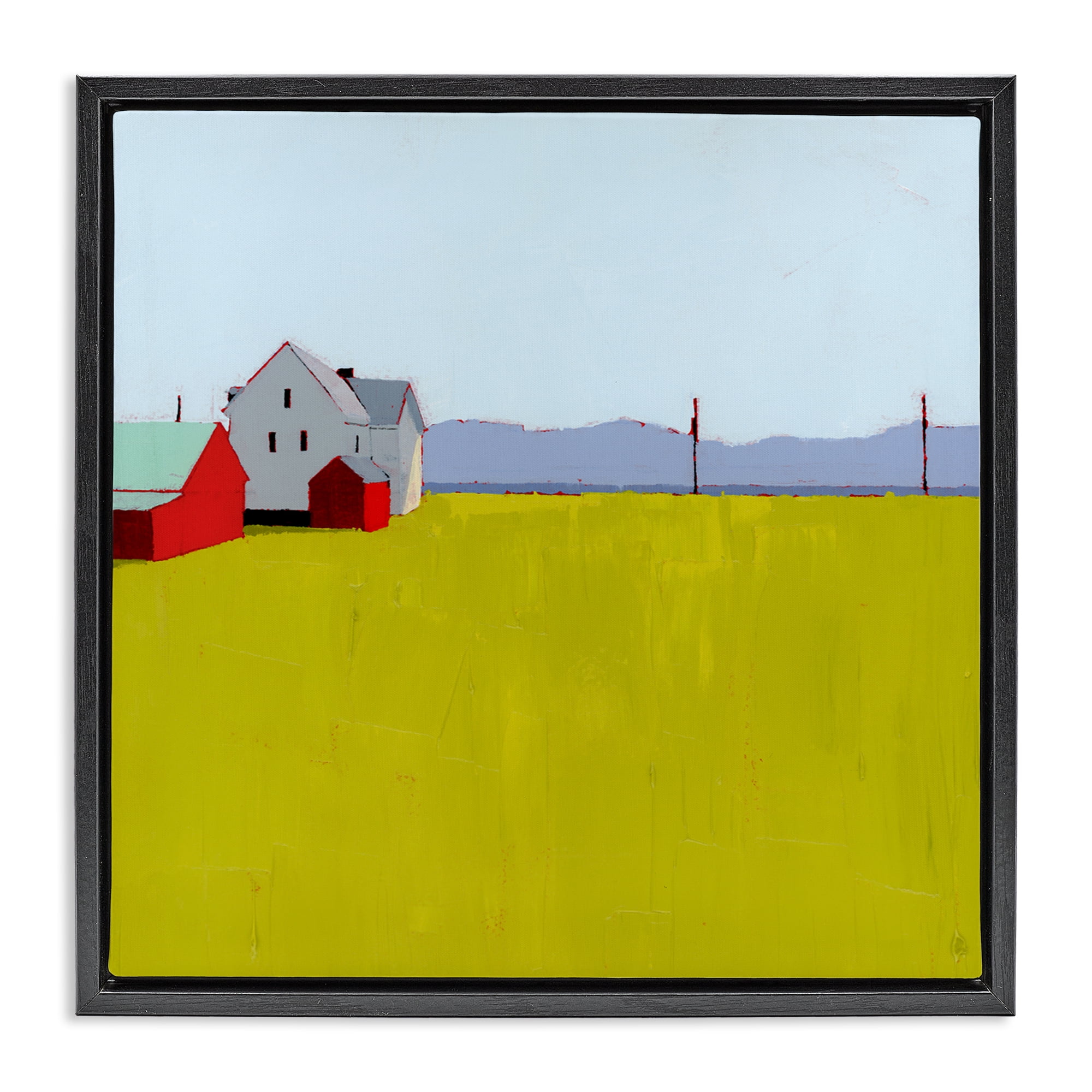Farmhouse & Shed Landscape Black Framed Floater Canvas Wall Art, design by Ruth LaGue