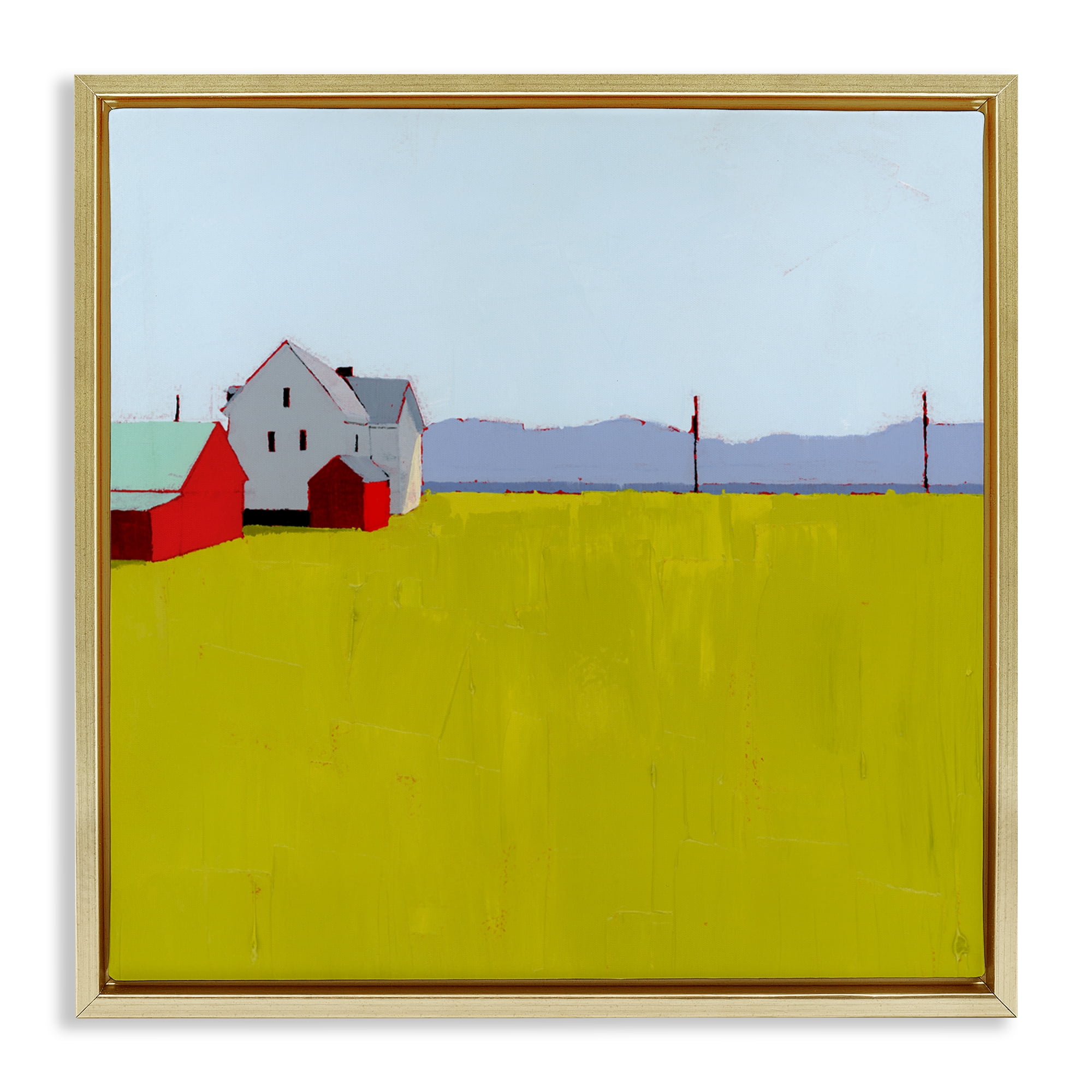 Farmhouse & Shed Landscape Gold Framed Floater Canvas Wall Art, design by Ruth LaGue