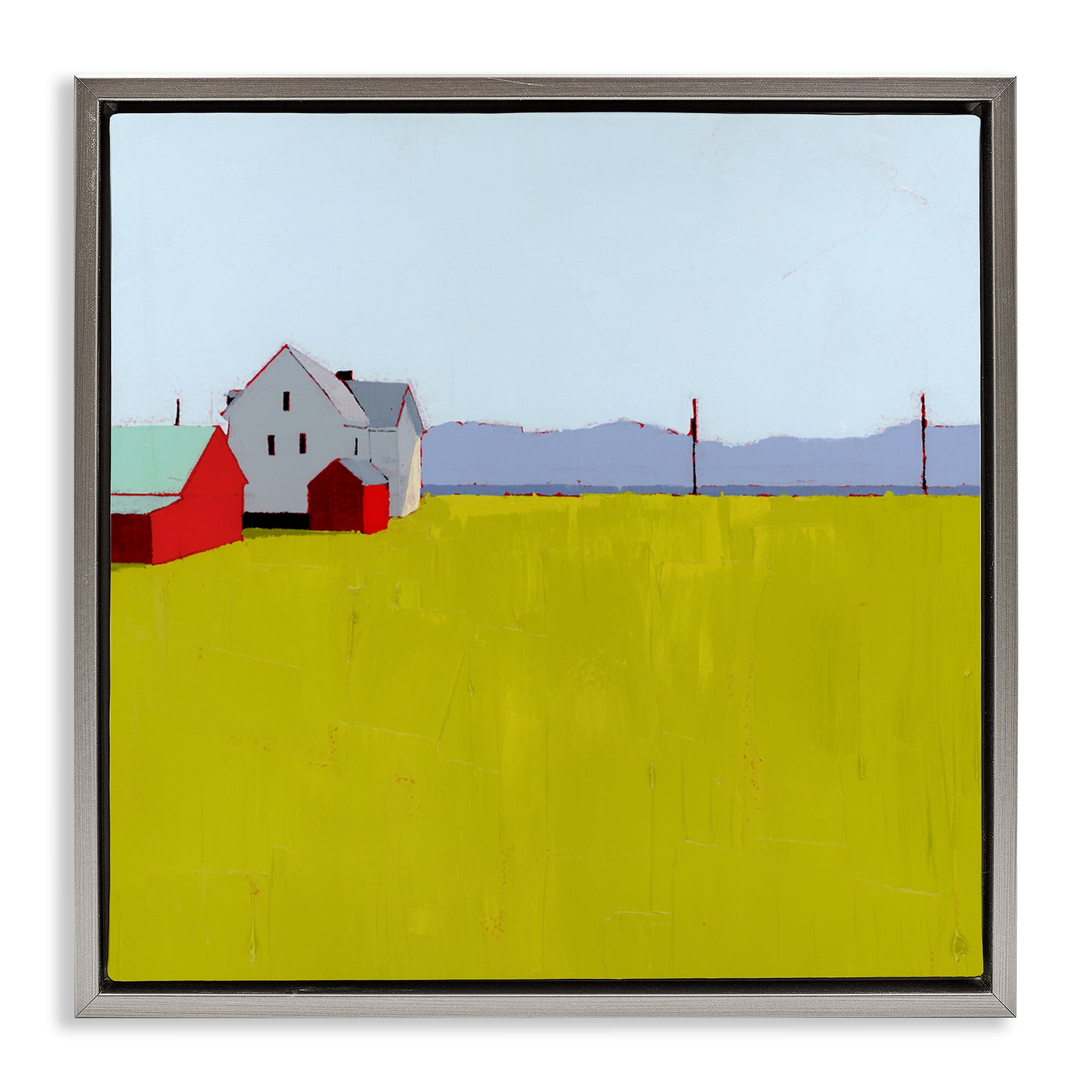 Farmhouse & Shed Landscape Gray Framed Floater Canvas Wall Art, design by Ruth LaGue