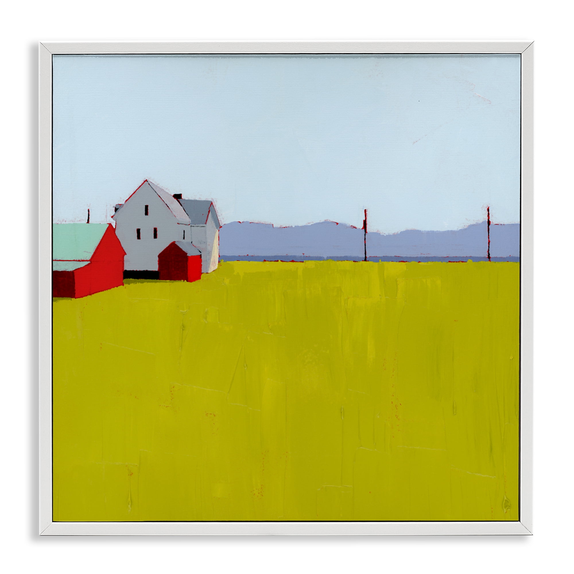 Farmhouse & Shed Landscape White Framed Giclee Art, design by Ruth LaGue