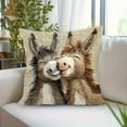 thumbnail image 1 of Farmhouse Short Lint Throw Pillow Cover 17.72x17.72in – Cute Two Donkeys Embroidery Decorative Pillowcase for Sofa, Couch, Bedroom, Living Room Home Decor, Soft Washable Cushion Cover, 1 of 6