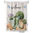 thumbnail image 1 of Farmhouse Shower Curtain, Gardening Potted Plant Kettle Boots Bathroom Decor Curtains Set with Hooks, Green Waterproof Fabric Home Accessories， 72 X 84 Inch Extra Long, 1 of 6