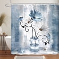 thumbnail image 1 of Farmhouse Shower Curtain Rustic Barn Door Shower Curtain, Cowboy Shabby Chic Western Wood Wheel Country Shower Curtain Woodland Brown Wooden Rustic Fabric Bathroom Decor with 12PCS 60X70IN, 1 of 5
