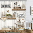 thumbnail image 1 of Farmhouse Shower Curtain Rustic Western Country Floral Retro Wooden Plank Vintage Butterfly on Board Inspirational Quotes Bathroom Accessories Waterproof Fabric With Hook-72"W x 96"L (Pack of 1), 1 of 7