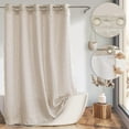 thumbnail image 1 of Farmhouse Shower Curtain with Snap-in Liner, No Hooks Needed,Boho Fabric Shower Curtains with Tassels for Rustic Neutral Bathroom Decor,with Magnets,Water Repellent&Machine Washable,Linen,71x74Inch, 1 of 5