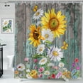 thumbnail image 1 of Farmhouse Shower Curtain, Spring Rustic Sunflower Daisy Wildflowers Butterflies Wooded Bathroom Curtain Waterproof Fabric Machine Washable with Hooks, 72" Wx72 L, 1 of 6